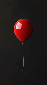 Red balloon with glossy highlights on deep black field.