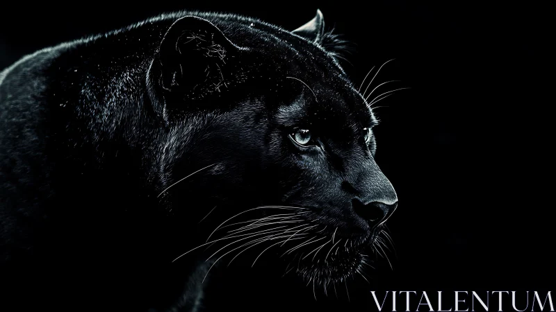 Black Panther Profile: Nocturnal Feline Portrait with Luminous Eyes