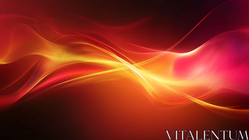 Vibrant Abstract Light Waves in Red and Orange Gradient Style.