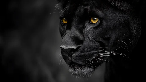 Black Panther's Piercing Golden Gaze Captivates with Wild Grace