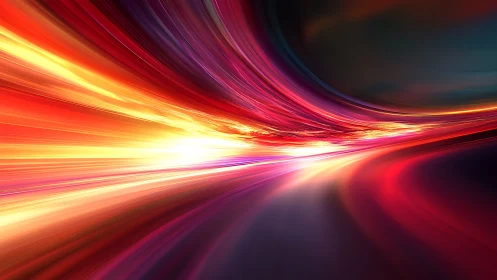 Lightstream highway bends time into ribbons of molten color