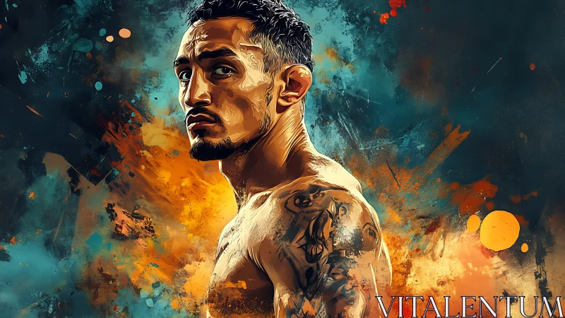 Athletic fighter portrait rendered in dynamic digital painting