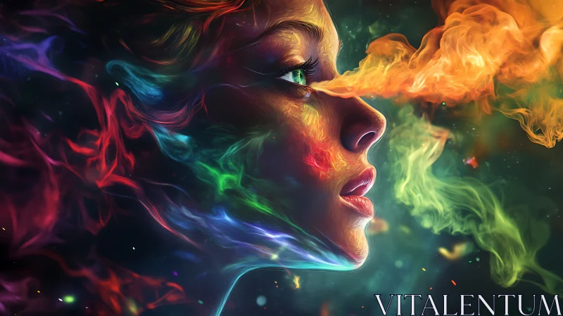 Nebula-eyed dreamer breathing prismatic cosmic firestorm.
