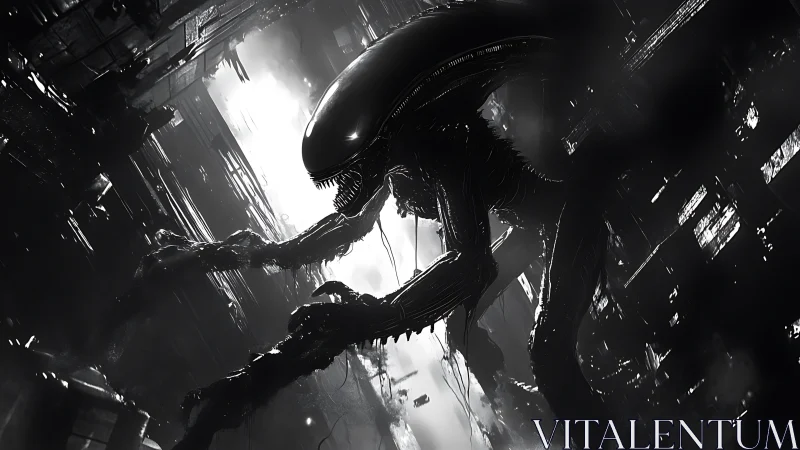 Midnight encounter with a towering biomech city stalker.