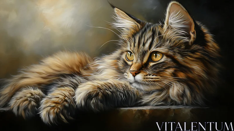 Majestic Maine Coon Cat Portrait with Golden Eyes.