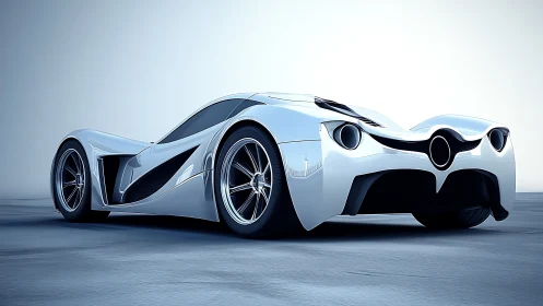 Sleek white concept car gliding through a quiet blue dream.