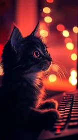 Moody Cat's Glow: A Tale of Neon Curiosity.