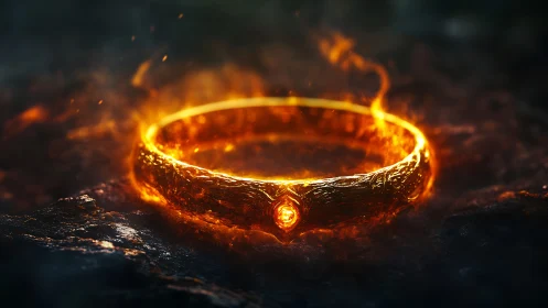 Luminous Ring of Fire: Glowing Gold Band.