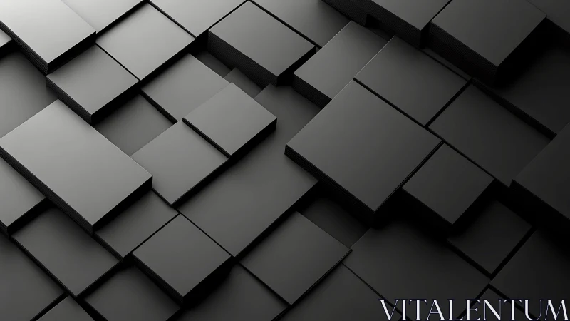 Shadowed geometric tiers form a quiet digital cityscape.