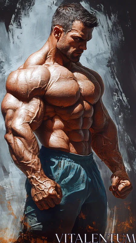 Hyper-muscular male bodybuilder in intense side pose.