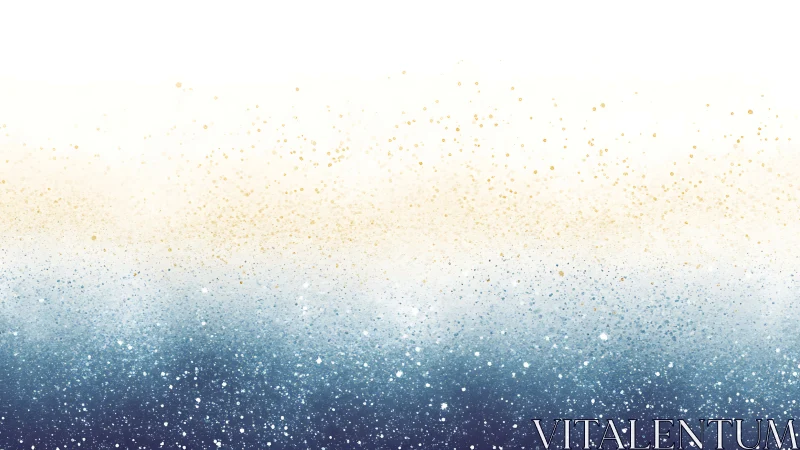 Horizontal gradient field of blue and gold particulate dots.
