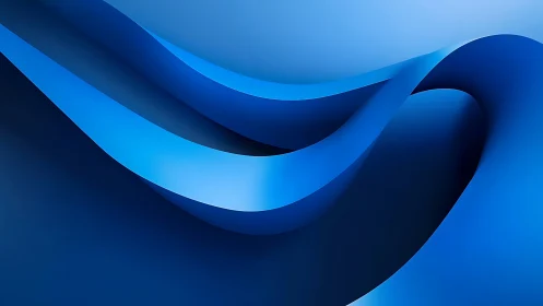 Curved blue ribbons form smooth 3D surfaces with gradient lighting