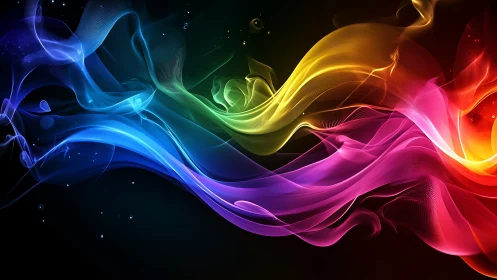 Flowing rainbow light dances gently across a deep night sky