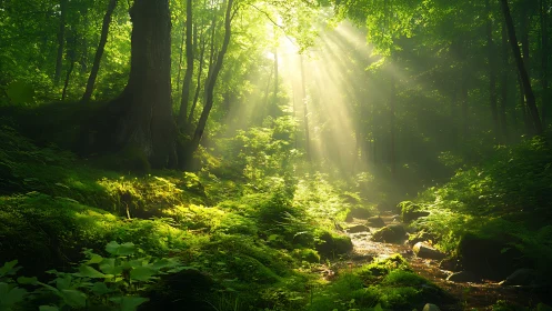 Sunlight Through Ancient Forest Canopy