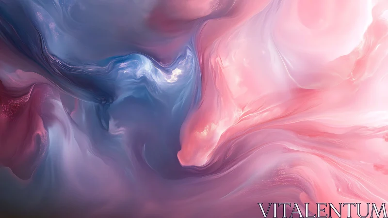 Swirling pastel nebula merges rose clouds with cool blues