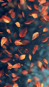 Autumn foliage drifts in shallow focus against teal bokeh field