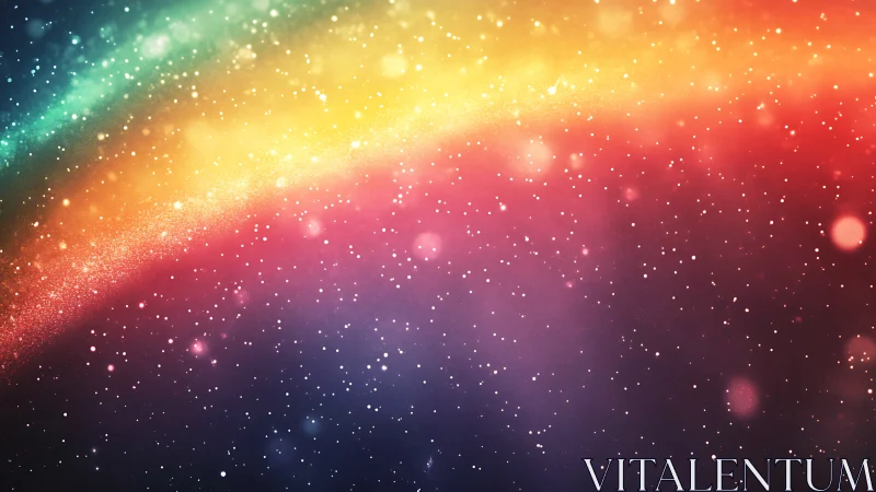 Diagonal multicolor light band with dispersed particle field.