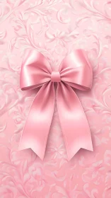 Pink Silk Bow on Ornamental Background.