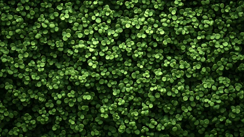 Dense macro field of clustered green foliage disks in shadow