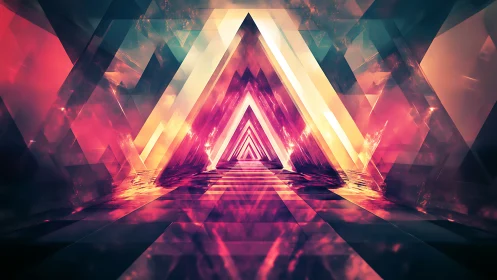 Prismatic Neon Corridor Into A Shimmering Geometric Horizon.