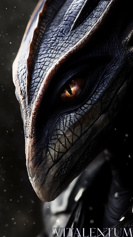 Starlit reptilian guardian with ember-bright watchful gaze.