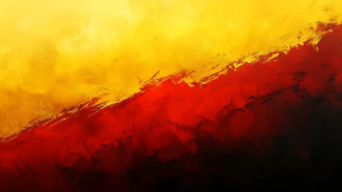 Bold Abstract Painting with Yellow and Red Brushstrokes.