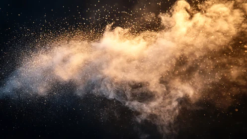 Golden dust cloud drifting like a quiet cosmic daydream.