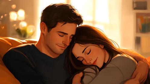 Two Hearts Glow Warm Inside Embracing Golden Twilight Tranquility