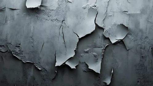 Weathered gray wall with peeling paint in grunge texture style.