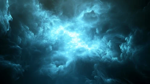 Luminous nebula clouds churn in a glowing cosmic storm