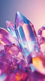 Iridescent crystal cluster rendered with high-gloss 3D lighting