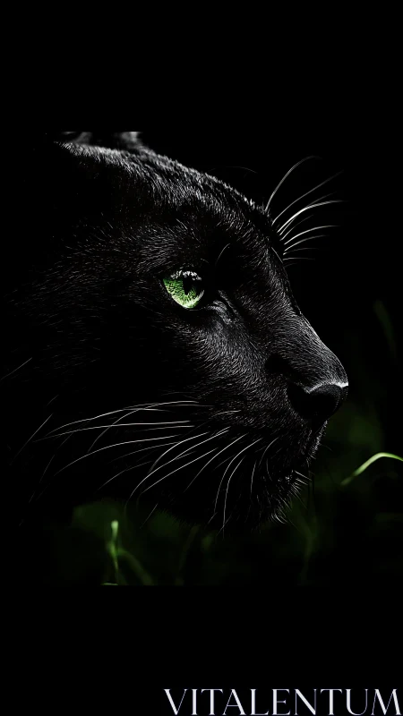 Emerald-Eyed Shadow: Black Cat's Luminous Gaze Cuts Through Darkness