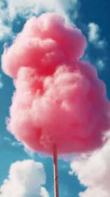 Sky-high pink cotton candy against bright summer clouds.