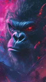 Cosmic neon gorilla portrait rendered in high-intensity detail