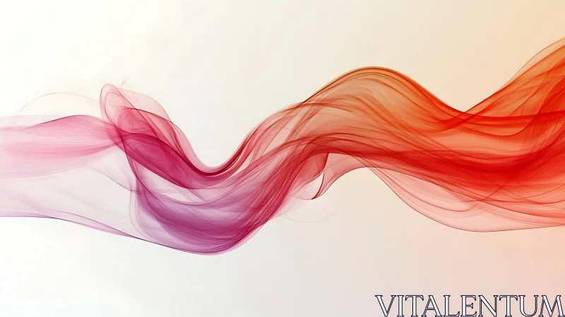 Flowing red and magenta abstract smoke wave on white.