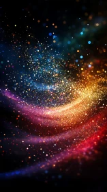 Glittering cosmic light trails swirl through deep space night