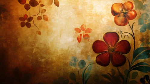 Botanical Blooms in Warm Vintage Tones.
