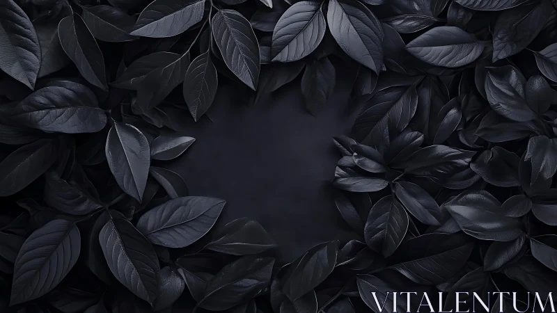 Midnight botanical leaves frame deep negative space
