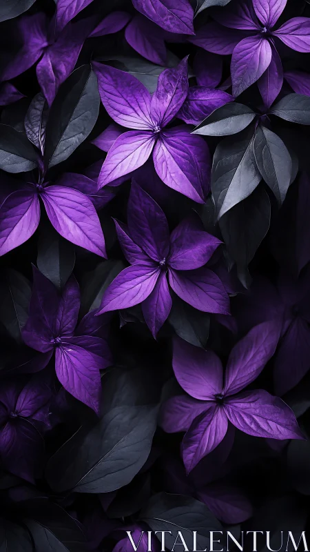 Velvet purple leaves weaving through deep midnight foliage.