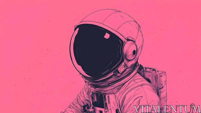 Solitary astronaut portrait contrasts bold pink void