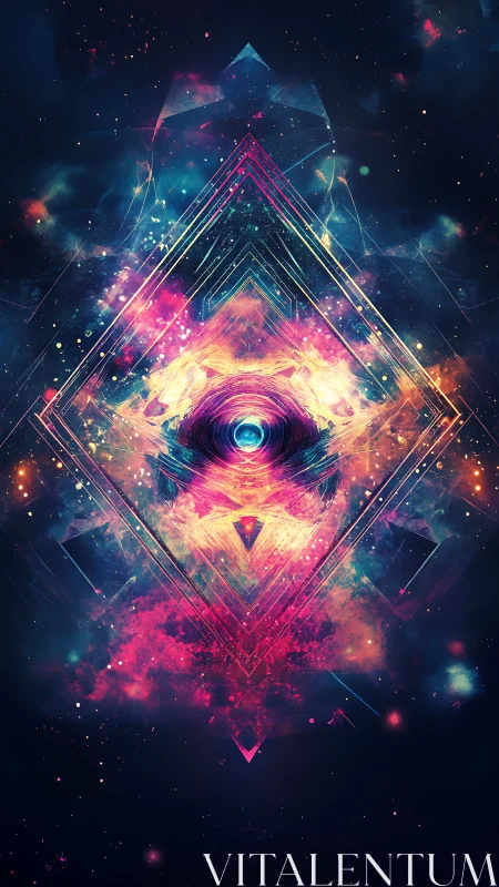 Geometric nebula portal with radiant cosmic core.