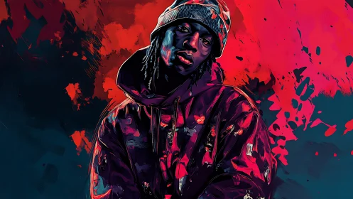 Chromatic urban portrait with high-contrast digital brushwork.