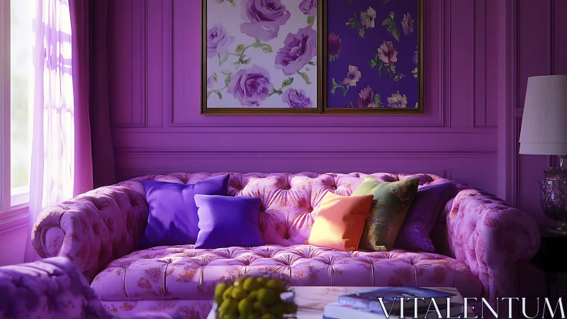 Lavender lounge lets plush petals bloom across cushions