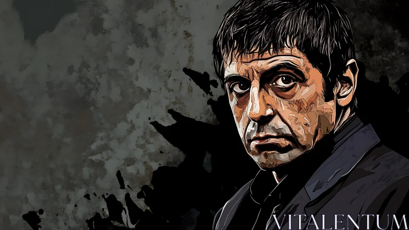 Brooding man portrait over grunge textured background.