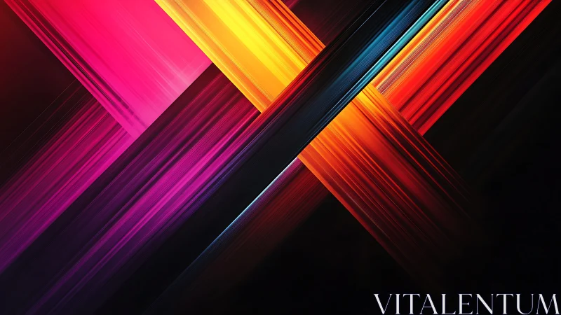 Neon diagonal light streaks form intersecting abstract cross
