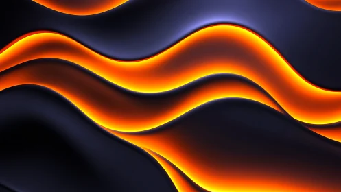 Glowing orange waves gently flow through deep midnight curves