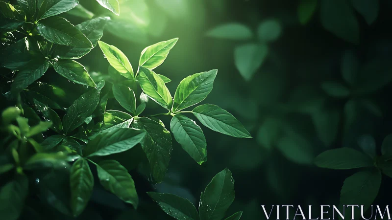 Sunlit Green Leaves in Nature, Soft Focus Botanical Photography.