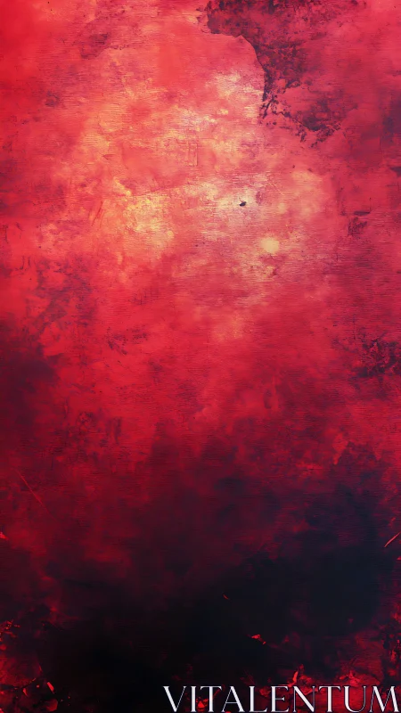 Crimson Abstraction with Golden Light Eruption.