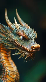 Majestic emerald dragon gazes forward with quiet, timeless pride