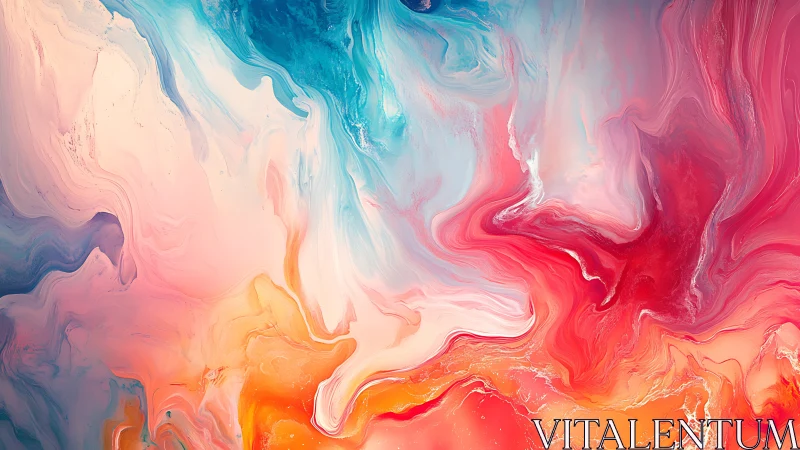 Vibrant fluid abstract swirls blend fiery warmth with cool calm